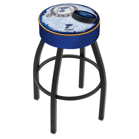 Holland Bar Stool Co 25" 4" St Louis Blues Cushion Seat, Blk Wrinkle Base Swivel Bar Stool L8B125STLBlu-D2